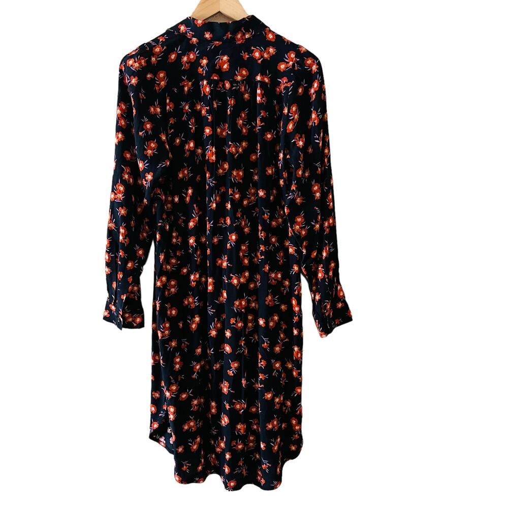 Ann Taylor Floral Button Up Shirt Dress Size S Small Black Multi - Picture 3 of 9